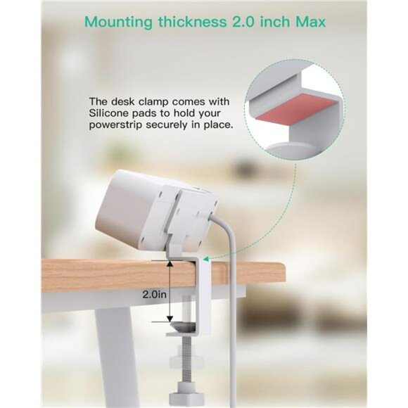 Desk clamp power strip surge protector with USB C fast charging station 5ft cord - Picture 5 of 8